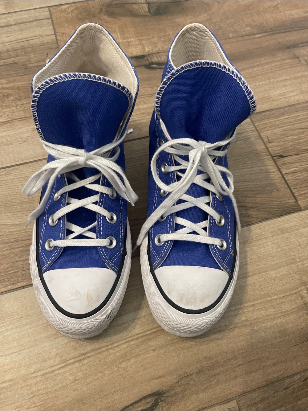 Classic High-Top Canvas Sneakers in Royal Blue Platform